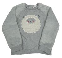 Šedá melírovaná mikina s ovečkou a chlupatými rukávy zn. Fagotino