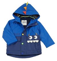 Safírovo/tmavomodrá nepromokavá jarní bunda s příšerkou a kapucí F&F