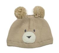 Nové - Béžová pletená čepice s bambulkami - medvídek Next 