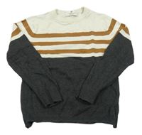 Šedo-béžový svetr s proužky H&M