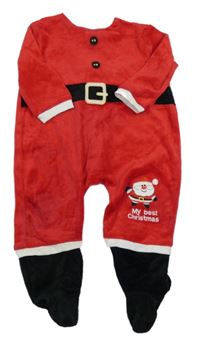 Červeno-černý sametový overal se Santou 