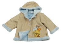 Béžový semišový zateplený kabátek s Tygříkem a kapucí C&A