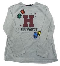 Šedé sametové pyžamové triko s nápisem Harry Potter 