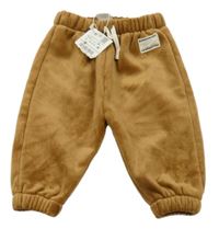 Nové - Béžové sametové žebrované kalhoty s nápisem Zara