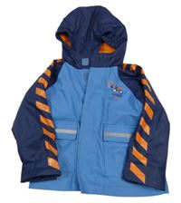 Modro-tmavomodrá nepromokavá jarní bunda s bagrem a kapucí X-mail