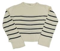 Smetanovo-černý pruhovaný crop svetr H&M