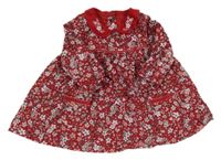 Červené manšestrové šaty s kytičkami a límečkem Nutmeg