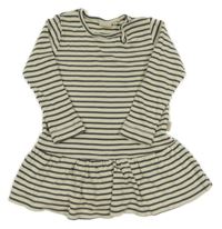 Smetanovo-khaki žebrované šaty Petit Piao