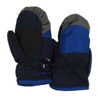 Tmavomodro-modro-šedé šusťákové palcové zimní rukavice Pusblu