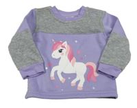 Fialovo-šedá mikina s jednorožcem Orsolino 