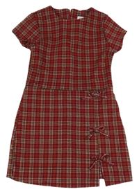 Červeno-béžové kostkované šaty Zara 