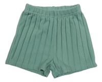 Zelenošedé žebrované úpletové kraťasy 