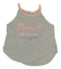 Šedo-broskvový top s nápisem H&M