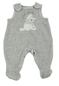 Šedé sametové dupačky s medvídkem Pú Disney