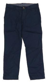 Tmavomodré plátěné chino kalhoty H&M