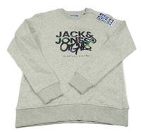 Nové - Šedá melírovaná mikina s logem Jack & Jones