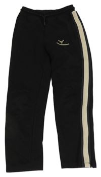 Černé tepláky s proužky s nápisem H&M