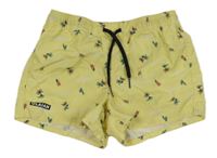 Žluté plážové kraťasy s palmami Decathlon