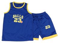 Nové - 2set - Modro-žlutý basketbalový dres s číslem + kraťasy 