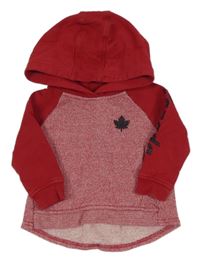 Červeno-bílá mikina s nápisem a kapucí Canadiana