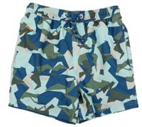 Modro-khaki-šedé army plážové kraťasy Next