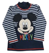Tmavomodro-pruhované UV triko s Mickeym Disney