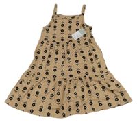 Nové - Béžové bavlněné šaty s květinami Primark
