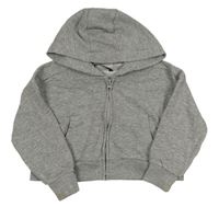 Šedá melírovaná propínací oversize crop mikina s kapucí George