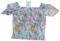Smetanové květované melírované žabičkové crop tričko M&S