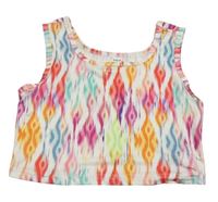 Bílo-barevný vzorovaný sportovní crop top SHEIN