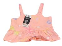 Neonově korálový melírovaný crop top s hvězdicemi a mušličkami PEP&CO