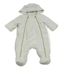 Bílá sametová zateplená kombinéza s hvězdičkami a kapucí s oušky Mothercare