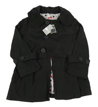 Nový - černý šusťákový podzimní kabát s límcem a wear