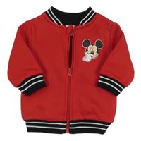 Červeno-černá propínací teplá mikina s Mickey a pruhy zn. Disney