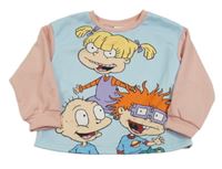 Světlemodro/růžová mikina s dětmi nickelodeon