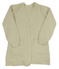 Smetanový žebrovaný vlněný cardigan H&M