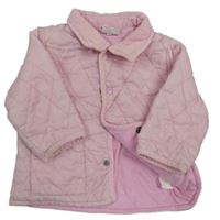 Světlerůžová prošívaná šusťáková zateplená bunda s límečkem