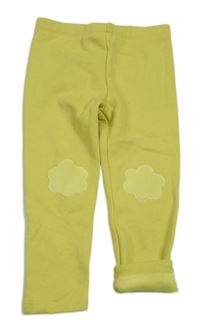 Citronové teplákové zateplené legíny s květy Next