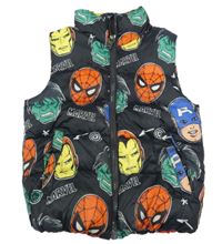 Černá prošívaná šusťáková zateplená vesta s Avengers H&M