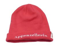 Jahodová pletená čepice s logem 