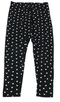 Černé legíny s bílými srdíčky PRIMARK