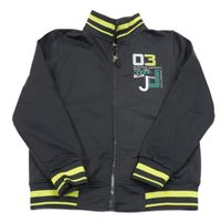 Tmavošedá thermo propínací mikina s číslem a pruhy BLUE SEVEN