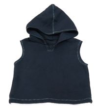 Tmavomodrá tepláková teplá vesta s kapucí 