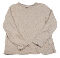 Pudrové žebrované triko s kytičkami ZARA