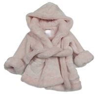 Světlerůžový chlupatý župan s kapucí Next