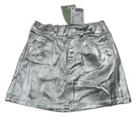 Nové - stříbrná potažená riflová sukně H&M