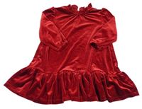 Červené lesklé sametové šaty s volánkem St. Bernard