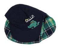 Tmavomodro-kostkovaná plátěná kšiltovka s krokodýlkem Kids