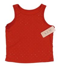 Nové - červený žebrovaný crop top s kamínky ICEY