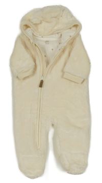 Smetanová plyšová podšitá kombinéza s kapucí s oušky F&F